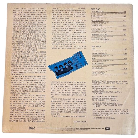 The BEATLES At The Hollywood Bowl Vinyl LP Record Album 1977  Tested SMAS 11638 - Picture 7 of 9